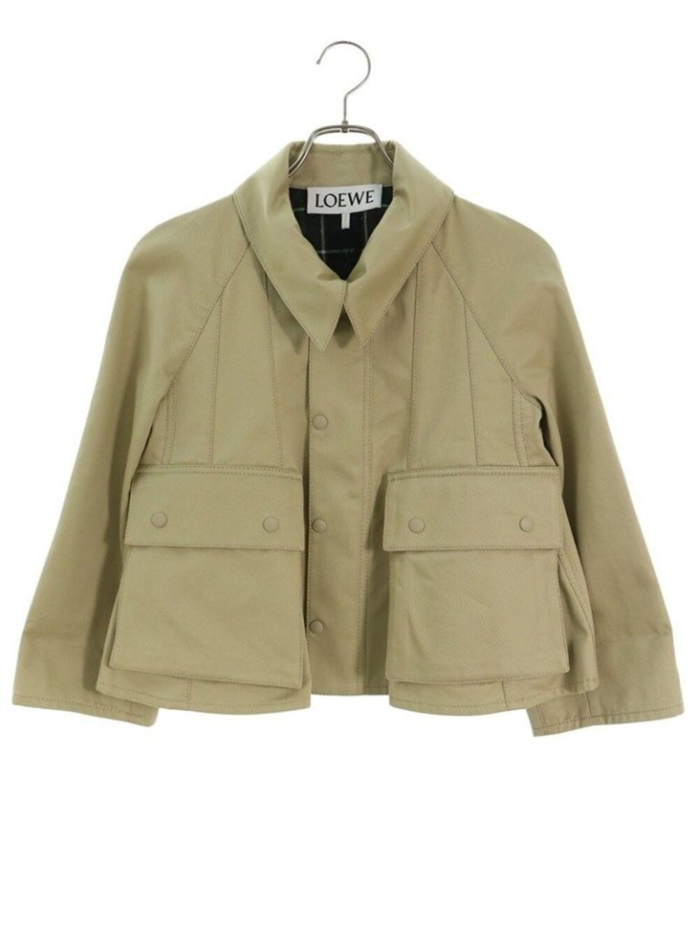 Loewe Lining Check Cropped Trapeze Jacket 32